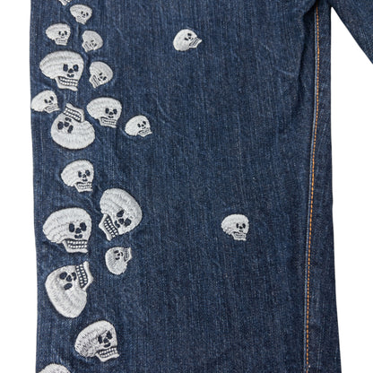 Vintage Evisu Embroidered Skull Daicock Japanese Denim Jeans Size W35