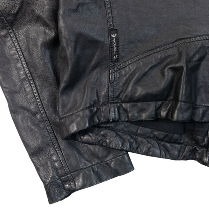 Vintage Armani Jeans Zip Up Leather Jacket Womens Size M
