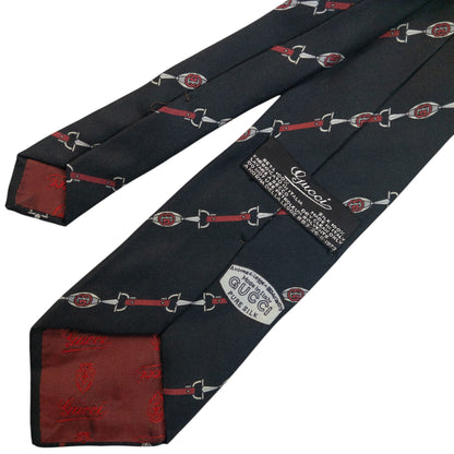 Vintage 80s Gucci Horse Bit Striped Silk Tie