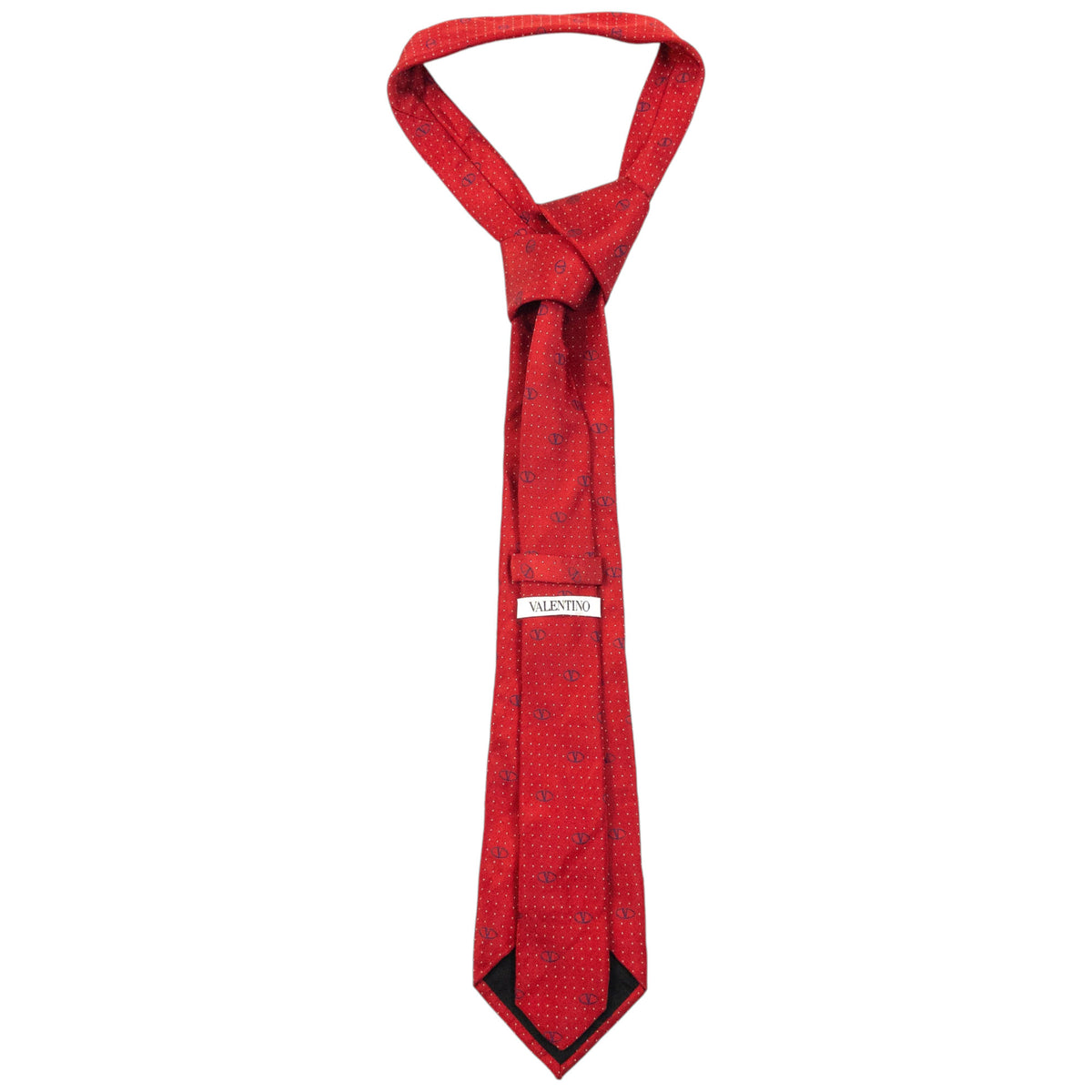 Vintage 90s Valentino Monogram Polka Dot Silk Tie
