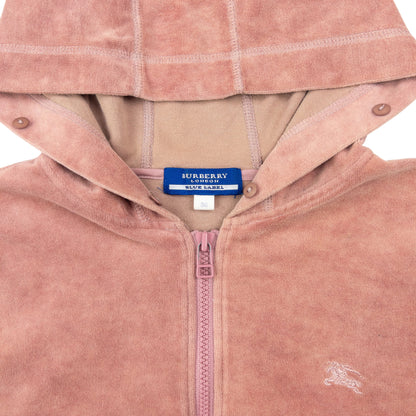 Vintage 2000s Burberry Blue Label Velour Zip Up Hoodie Womens Size S