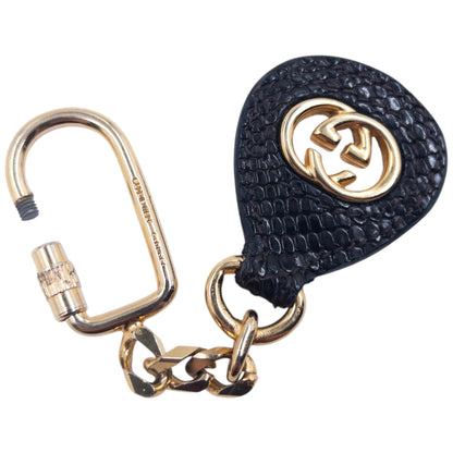 Vintage 90s Gucci Leather Tag Carabiner Key Ring