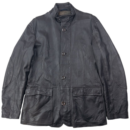 Vintage 2000s Armani Jeans Zip Up Leather Jacket Size L