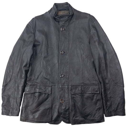 Vintage 2000s Armani Jeans Zip Up Leather Jacket Size L