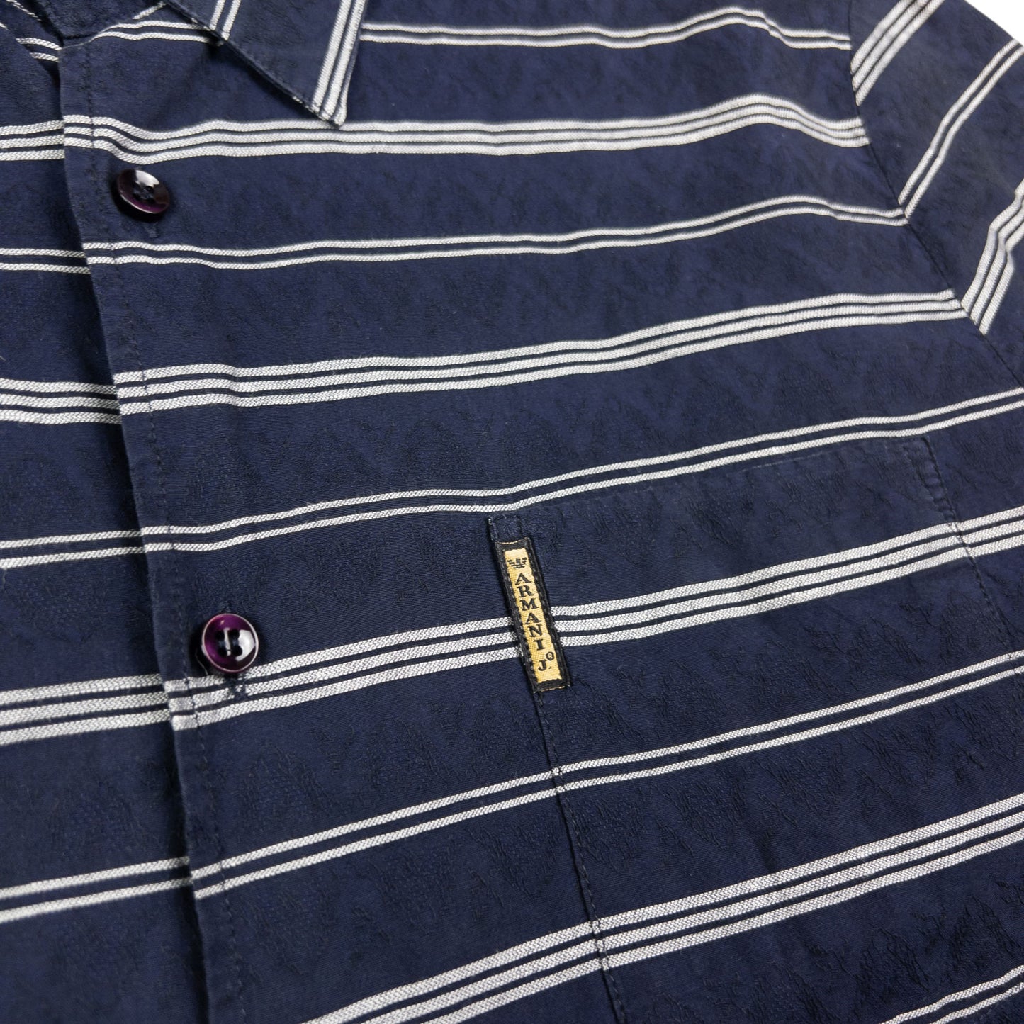 Vintage Armani Jeans Striped Short Sleeve Button Up Shirt Size M