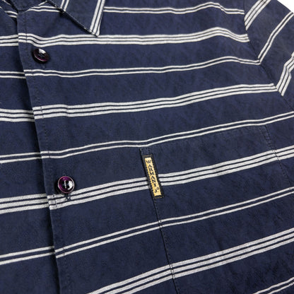 Vintage Armani Jeans Striped Short Sleeve Button Up Shirt Size M