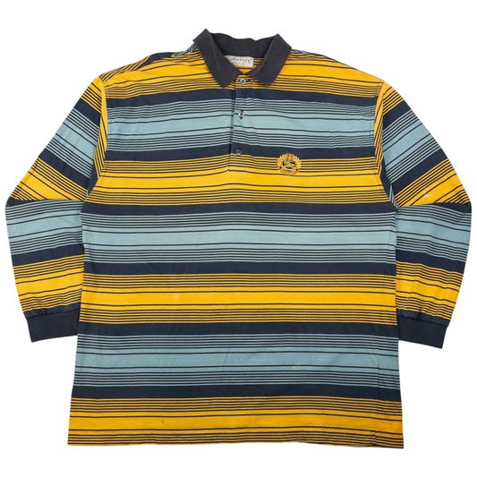 Vintage Burberry Striped Long Sleeve Polo Shirt Size XL
