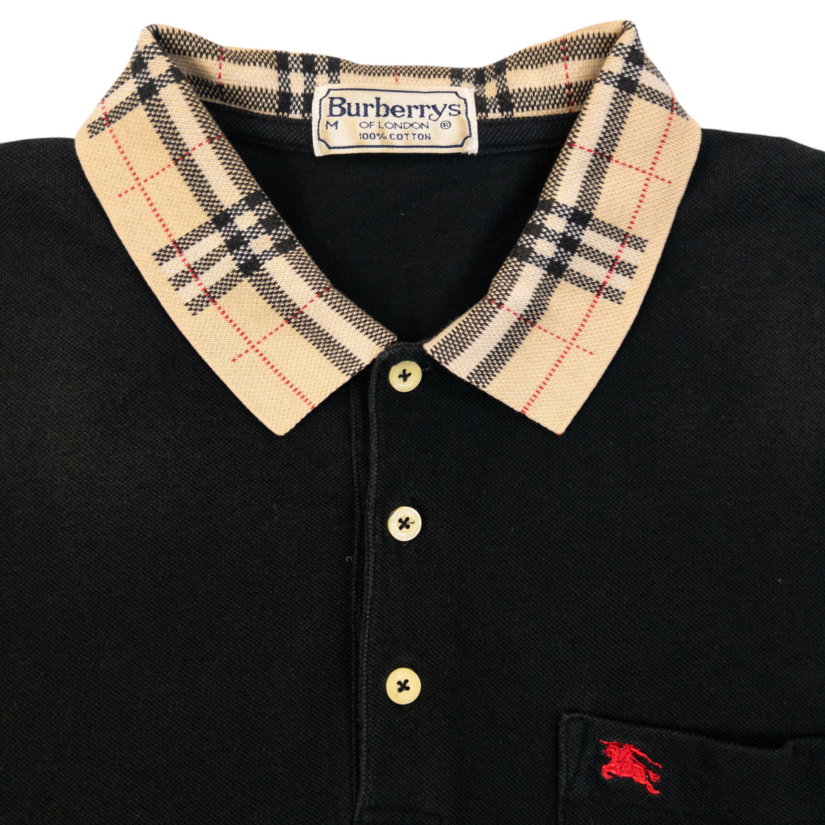 Vintage 90s Burberry Nova Check Collar Polo Shirt Size M
