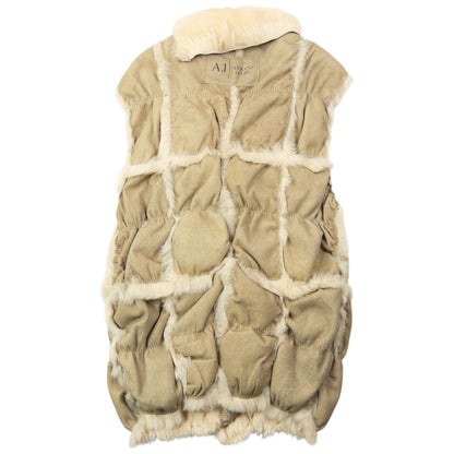 Vintage 2000s Armani Jeans Fur Lined Suede Gilet Womens Size L