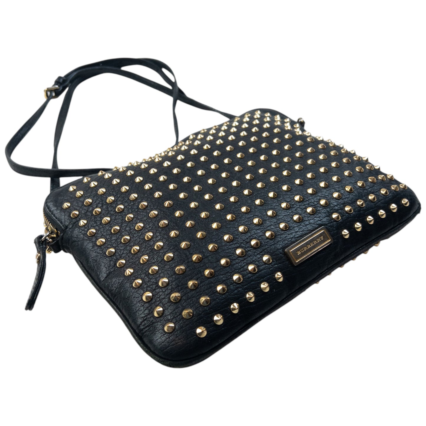 Vintage 2000s Burberry Studded Leather Crossbody Bag