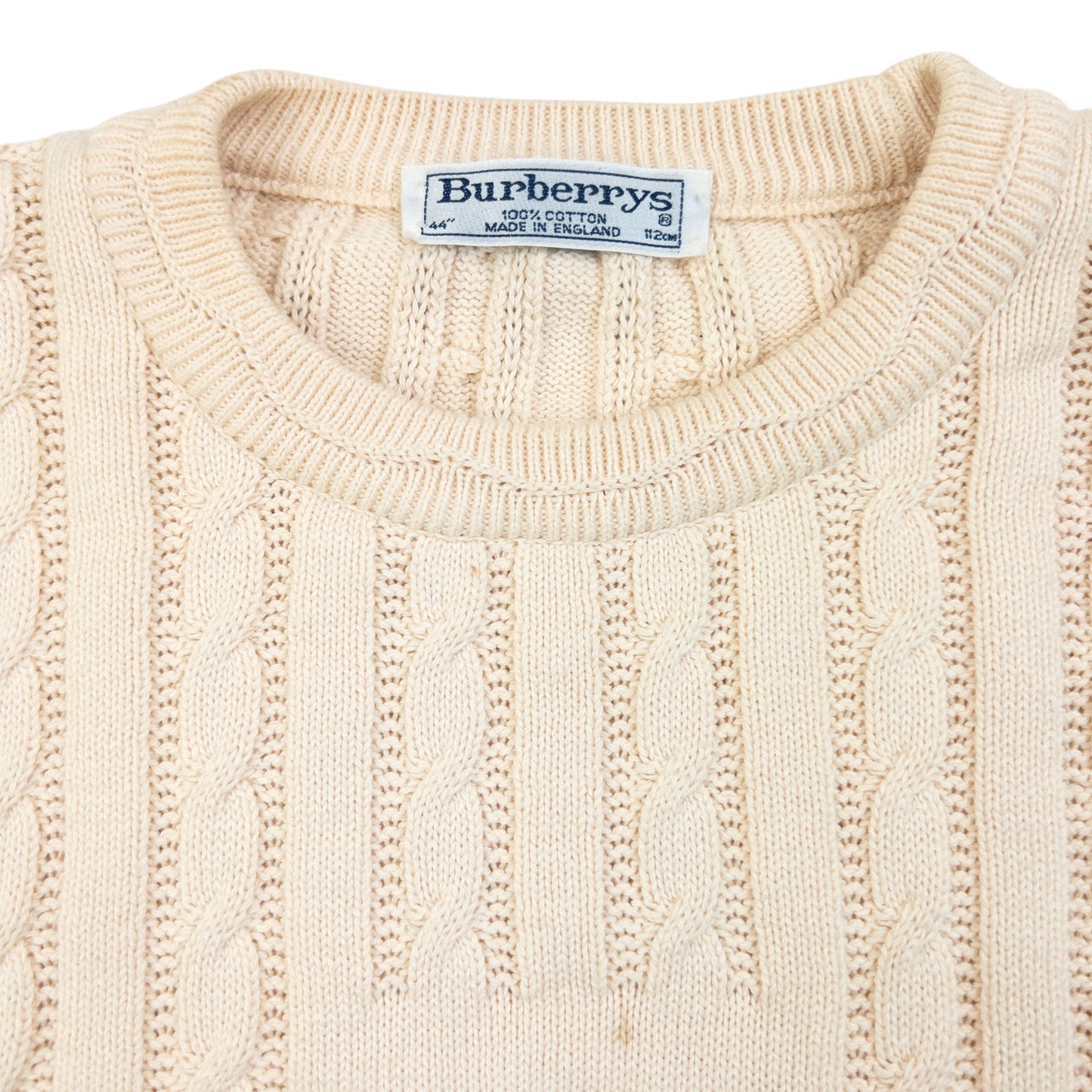 Vintage 90s Burberry Embroidered Cable Knit Jumper Size