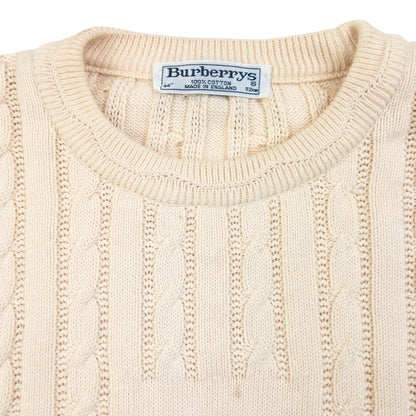 Vintage 90s Burberry Embroidered Cable Knit Jumper Size