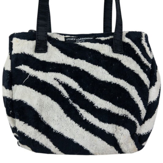 Vintage Dolce & Gabbana Mare Zebra Stripe Terry Cloth Shoulder Bag