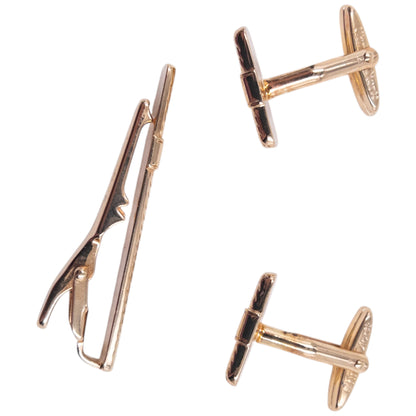 Vintage 90s Dior Embossed Tie Clip & Cufflinks