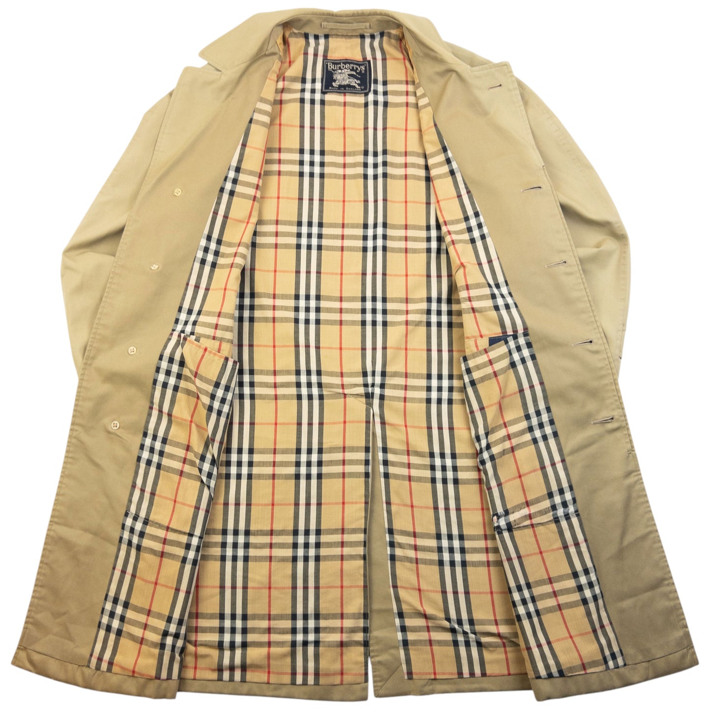 Vintage 90s Burberry Nova Check Lined Trench Jacket Size M