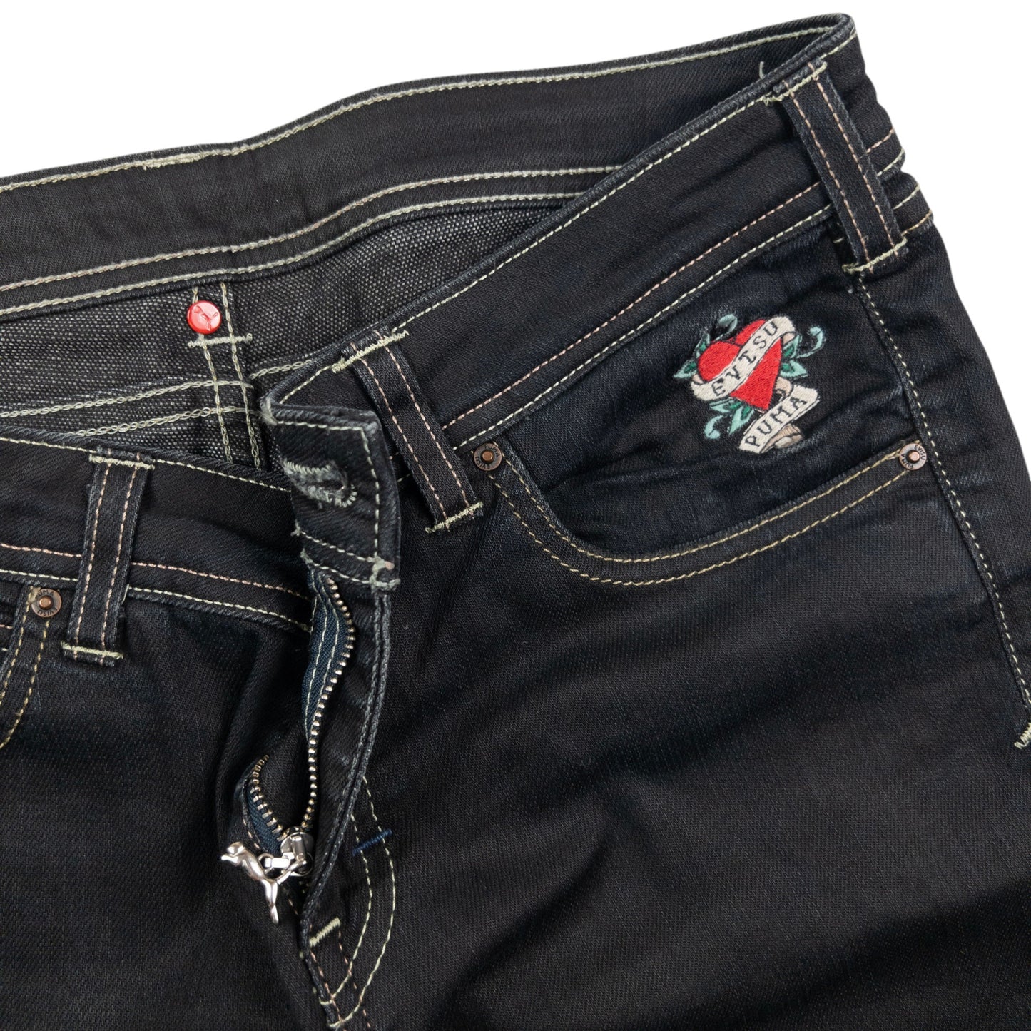 Vintage Puma X Evisu Double Gull Japanese Denim Jeans Size W35