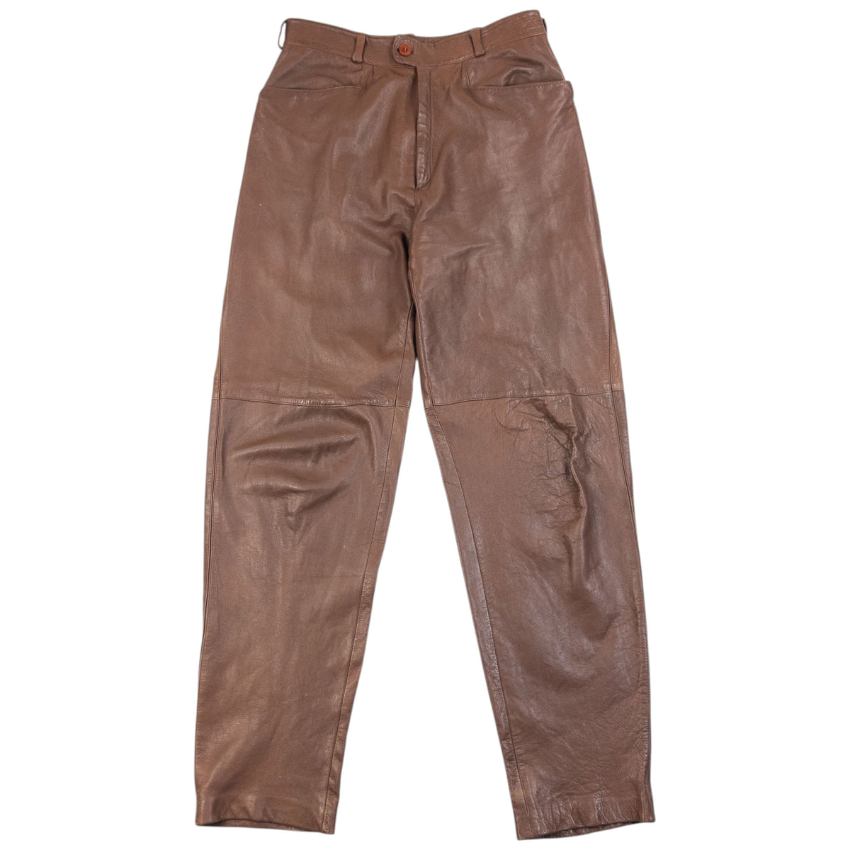 Vintage 90s Gianni Versace Leather Trousers in brown