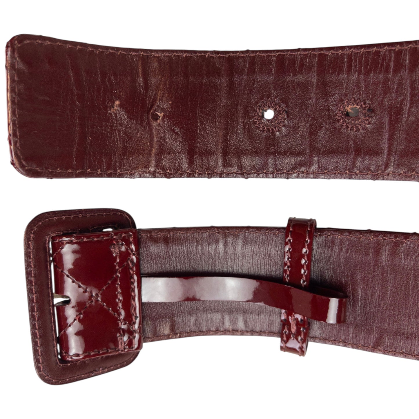 Vintage 2000s Burberry Quilted Patent Leather Belt Size L
