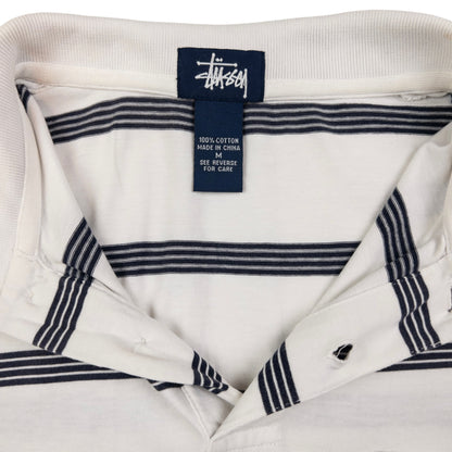Vintage Stussy Striped Long Sleeve Polo Shirt Size M