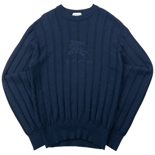 Vintage 80s Burberry Embroidered Wool Jumper Size M