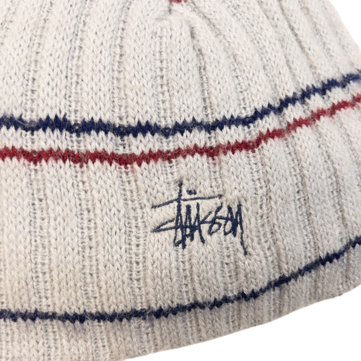 Vintage 2000s Stussy Striped Knit Beanie Hat