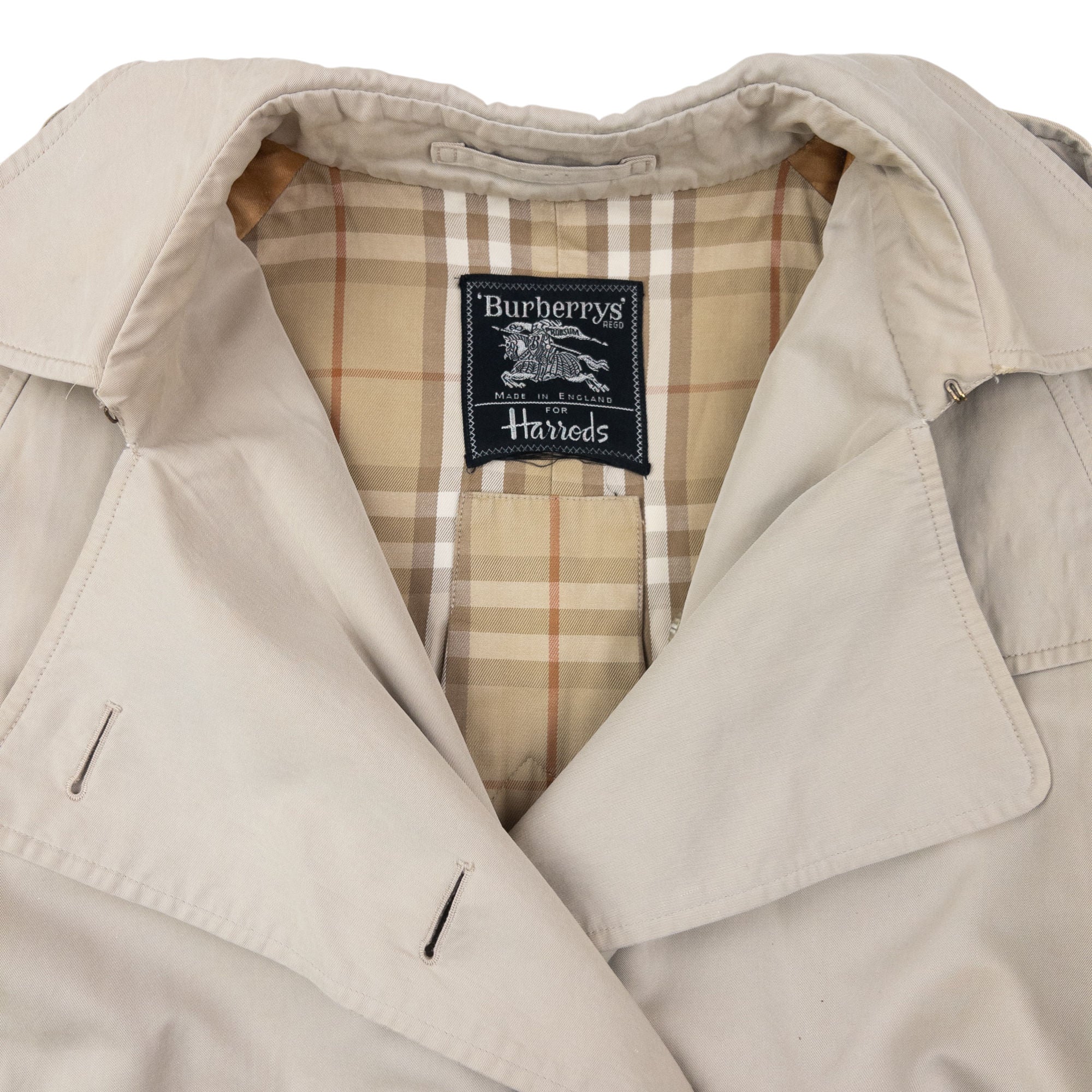 Vintage 90s Burberry Nova Check Lined Belted Trench Coat Womens Size XL