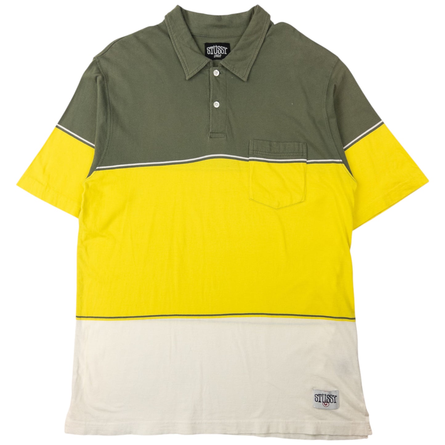Vintage Stussy Colour Block Polo Shirt Size L