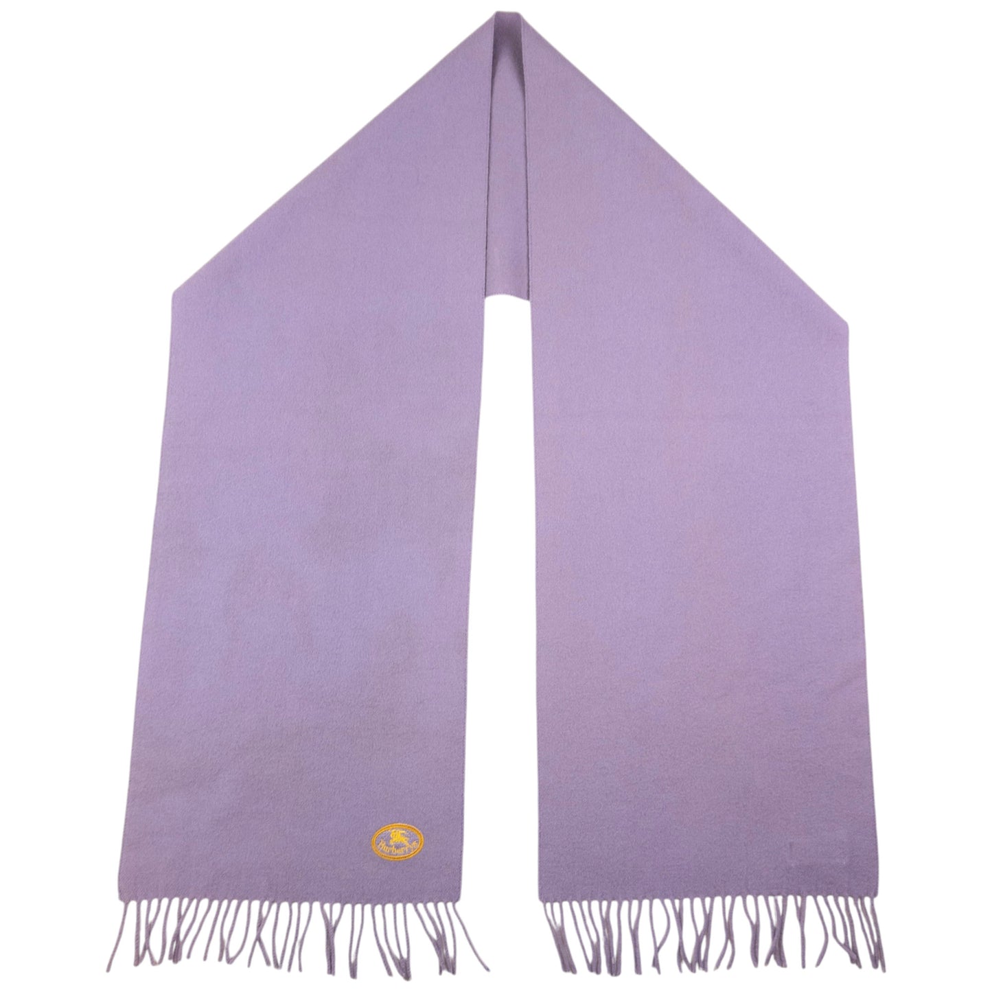Vintage Burberry Embroidered Crest Lambswool Tassel Scarf