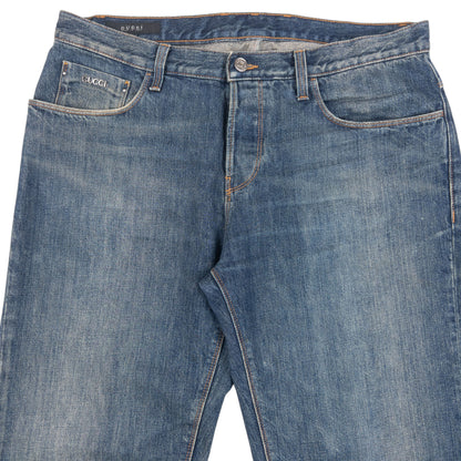 Vintage 2000s Gucci Denim Jeans in blue (cotton), embossed fastenings