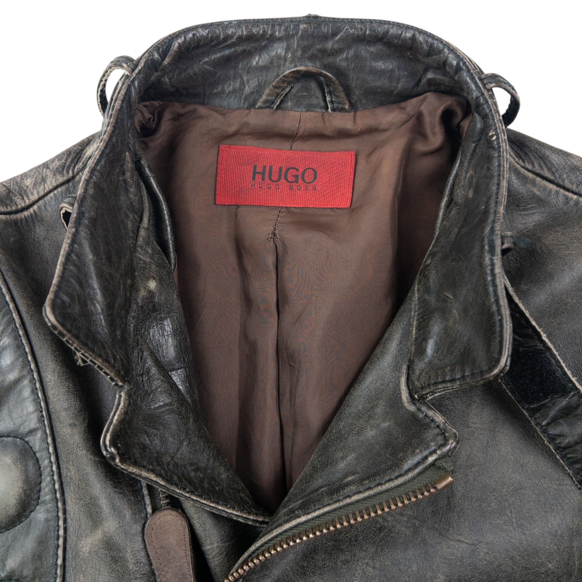 Vintage 90s Hugo Boss Zip Up Leather Jacket Size S