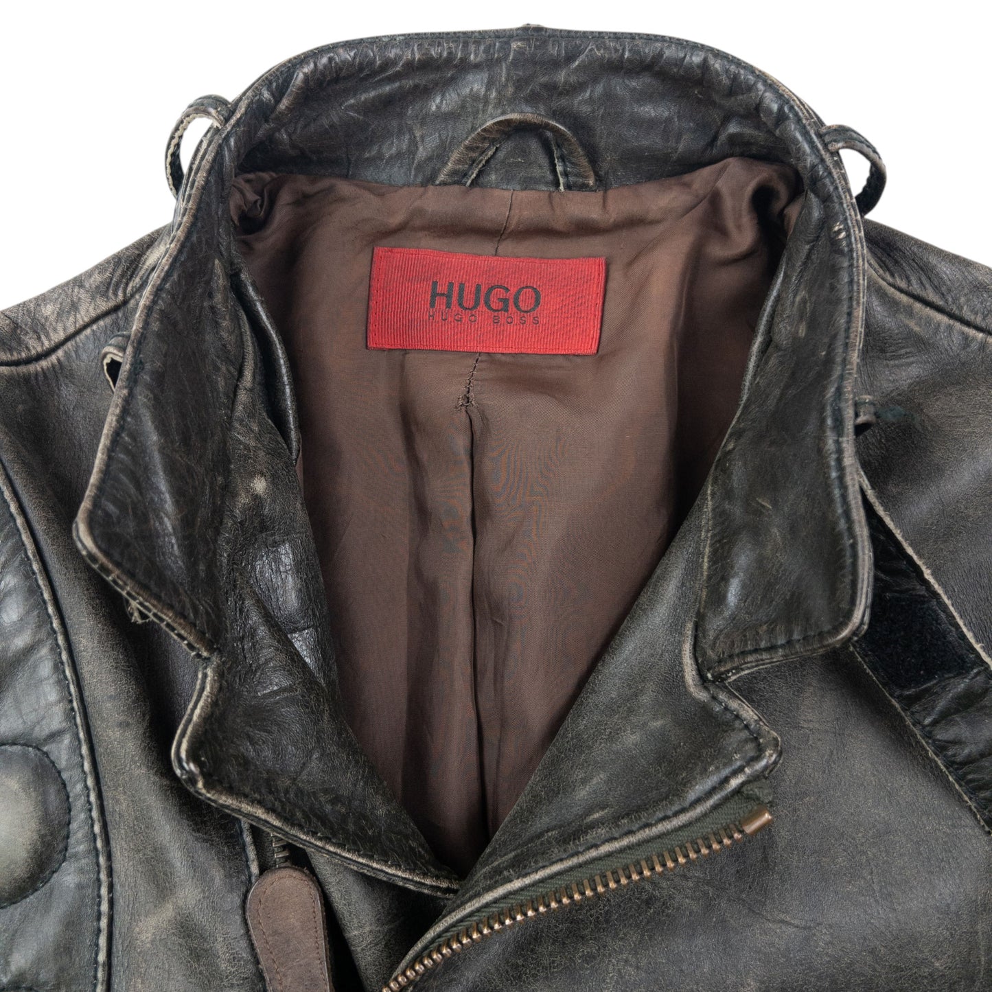 Vintage 90s Hugo Boss Zip Up Leather Jacket Size S