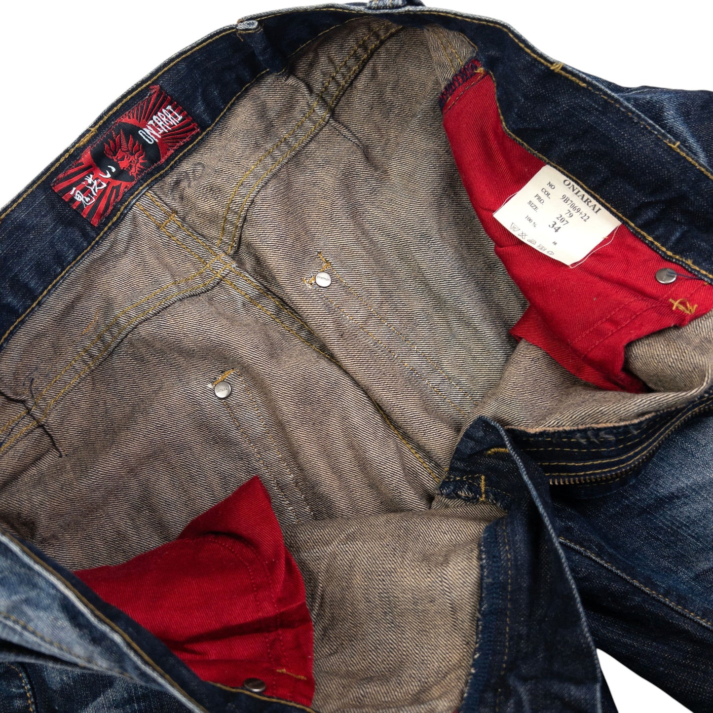 Vintage Oniarai Embroidered Monster Japanese Denim Jeans Size W34