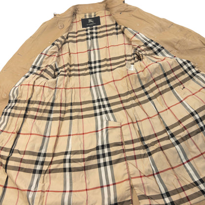 Vintage 2000s Burberry Nova Check Lined Leather Trench Jacket Womens Size M
