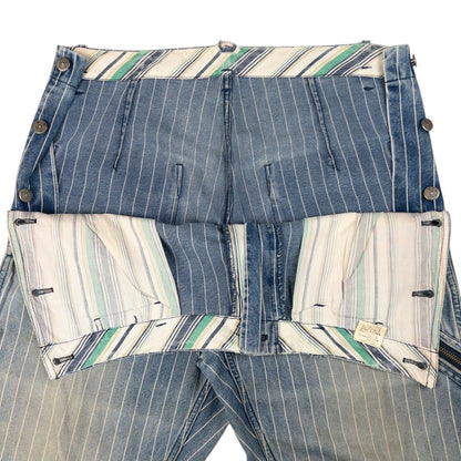 Vintage PPFM Striped Button Detail Denim Jeans Size W35