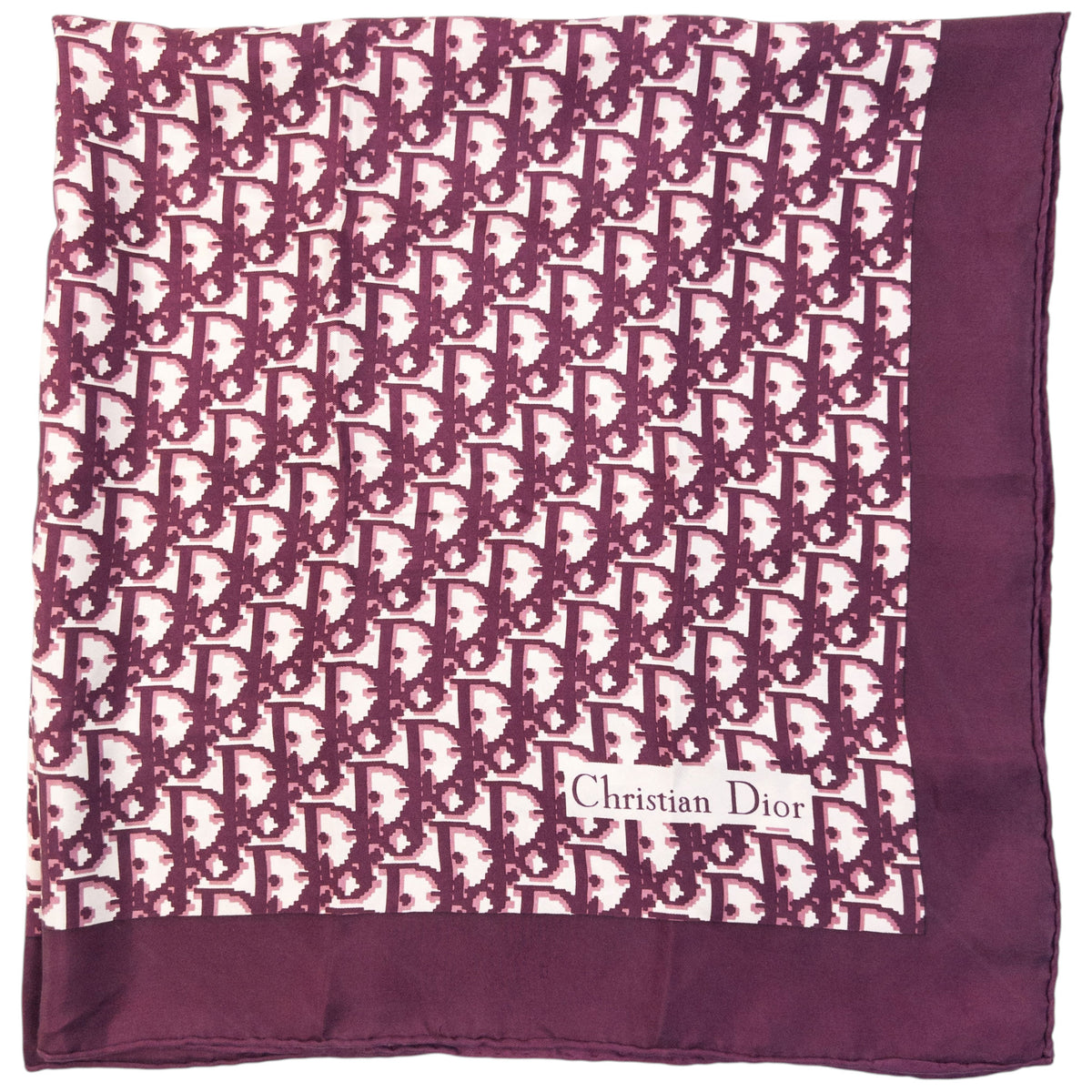 Vintage 2000s Dior Monogram Pixel Silk Scarf in red