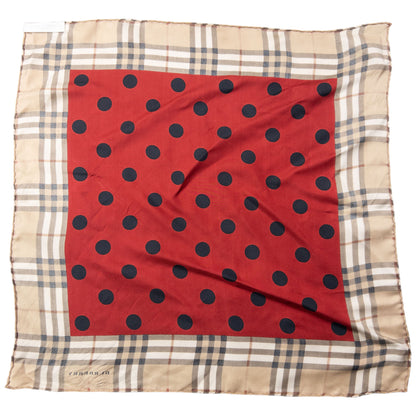 Vintage 2000s Burberry Nova Check Polka Dot Silk Scarf