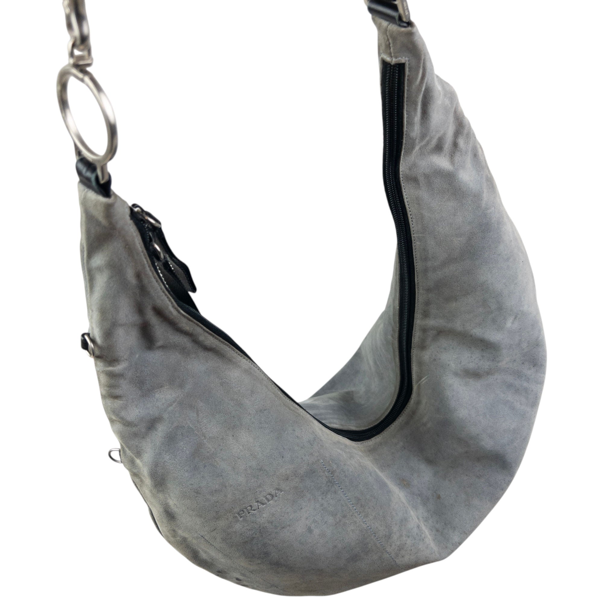 Vintage Prada Suede Crescent Shoulder Bag