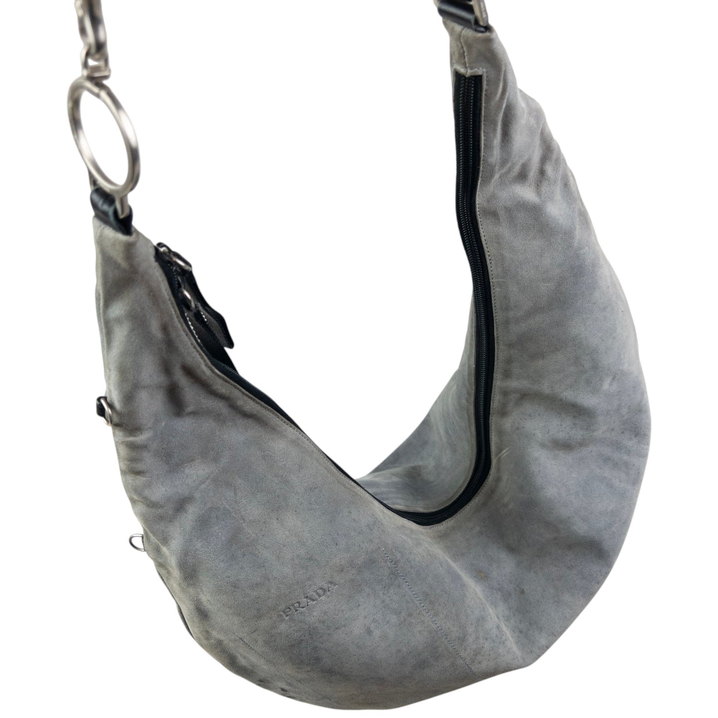Vintage Prada Suede Crescent Shoulder Bag