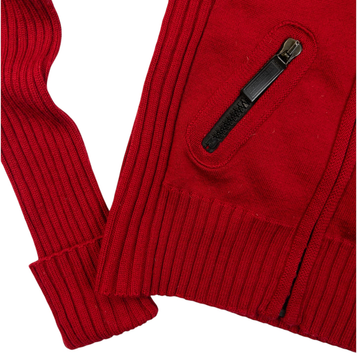 Vintage 2000s Burberry Zip Up Ribbed Knit Wool Jumper Womens Size S