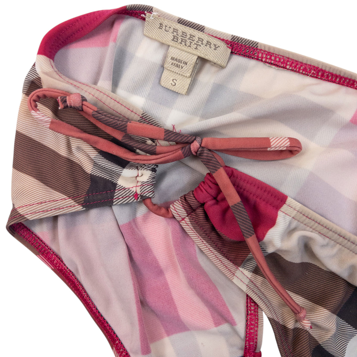 Vintage Burberry Brit Nova Check Bandeau Bikini Set Womens Size S