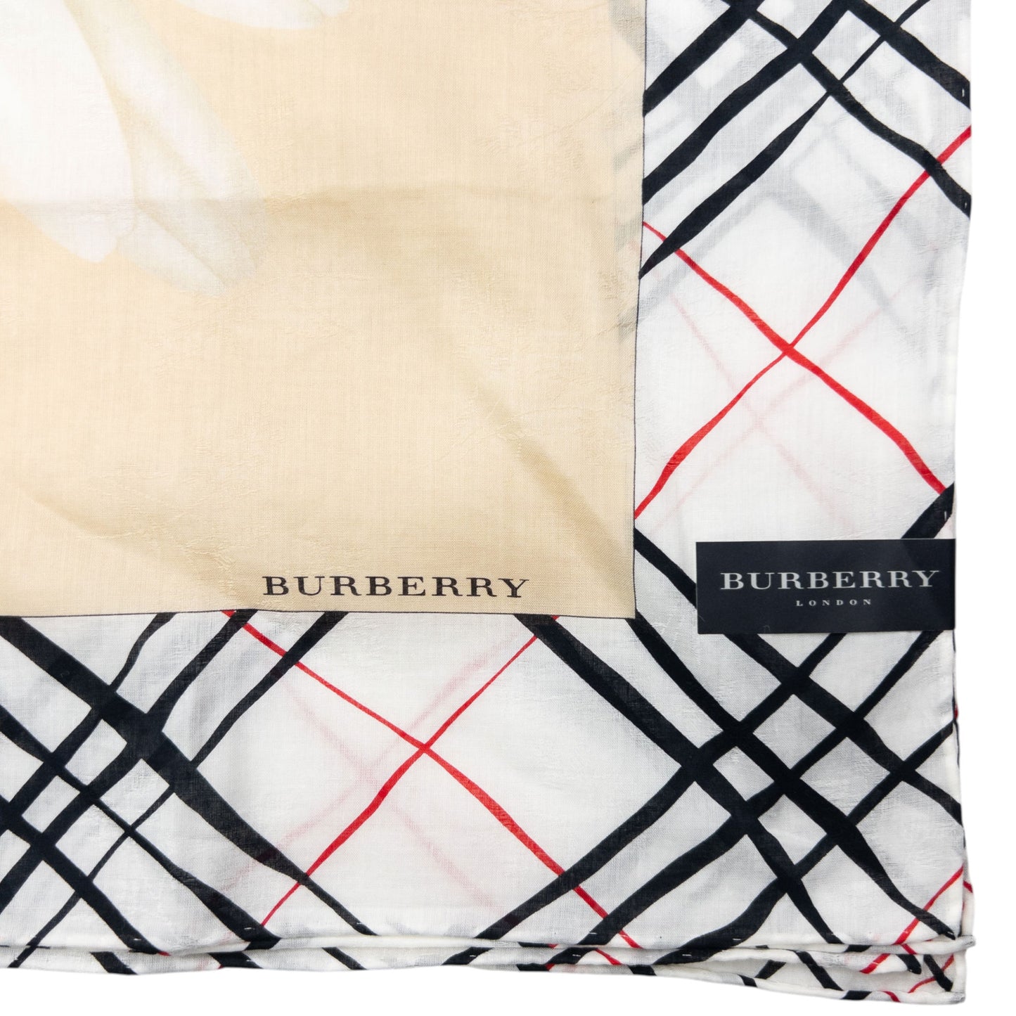 Vintage 2000s Burberry Nova Check Daisy Print Silk Scarf