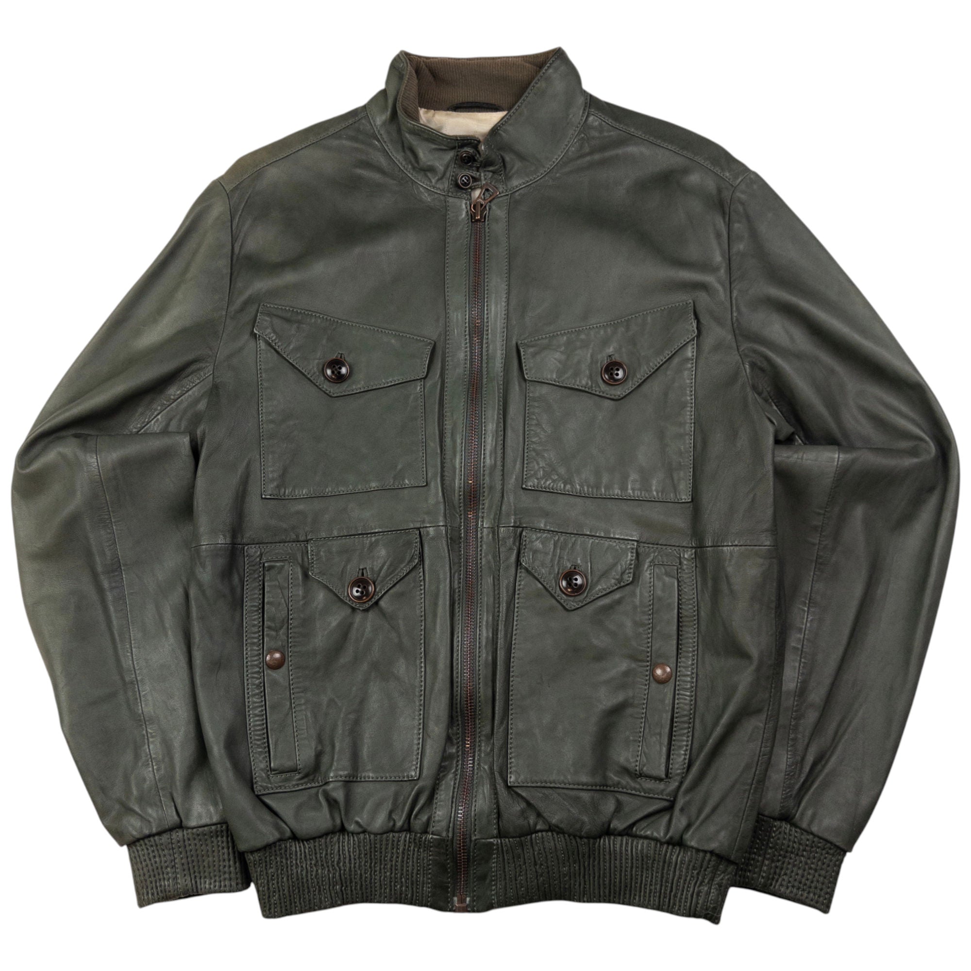 Vintage Hugo Boss Zip Up Leather Jacket Size M