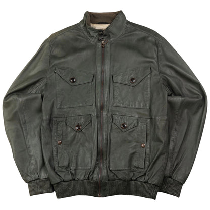 Vintage Hugo Boss Zip Up Leather Jacket Size M