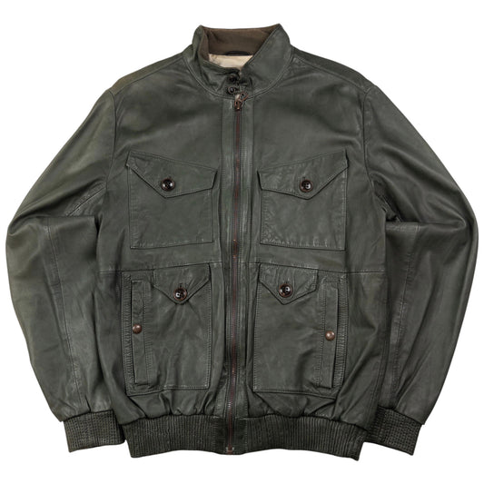 Vintage Hugo Boss Zip Up Leather Jacket Size M
