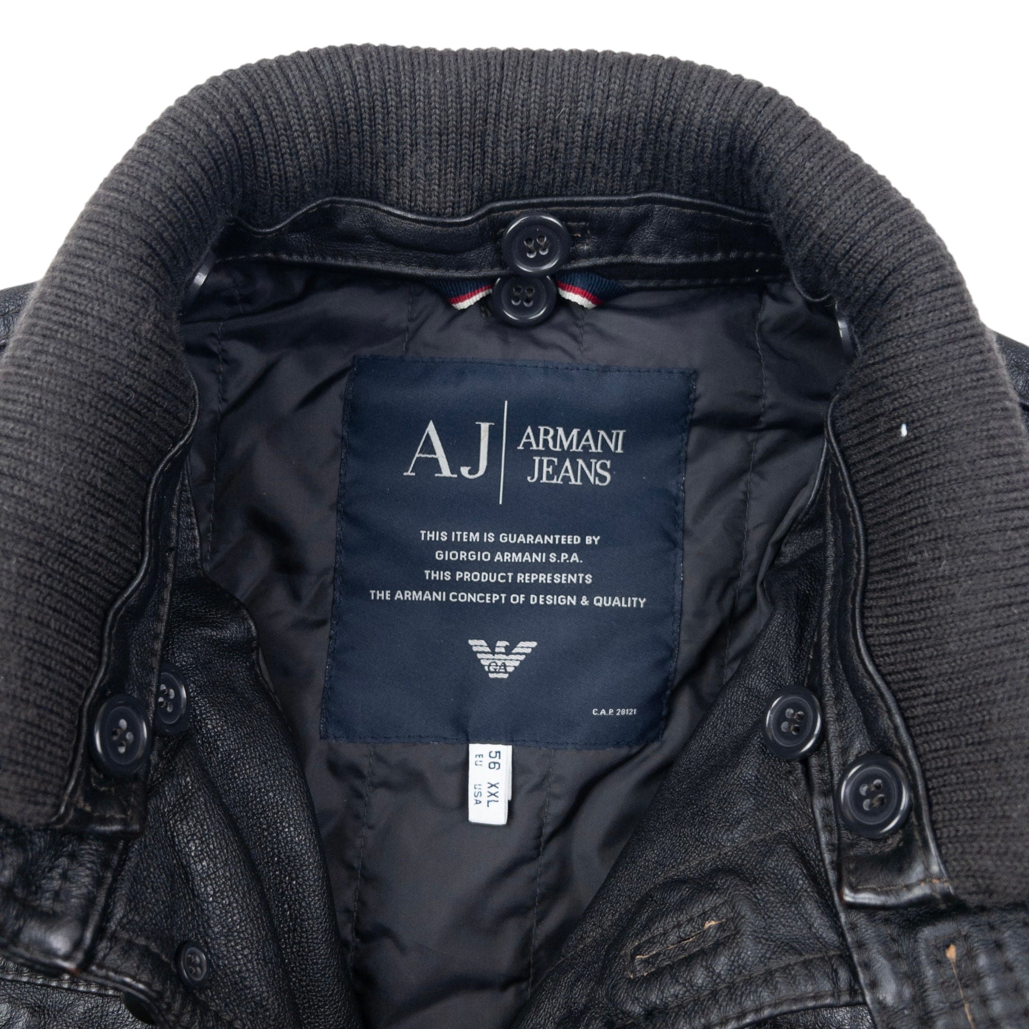 Vintage 2000s Armani Jeans Button Up Leather Jacket Size M