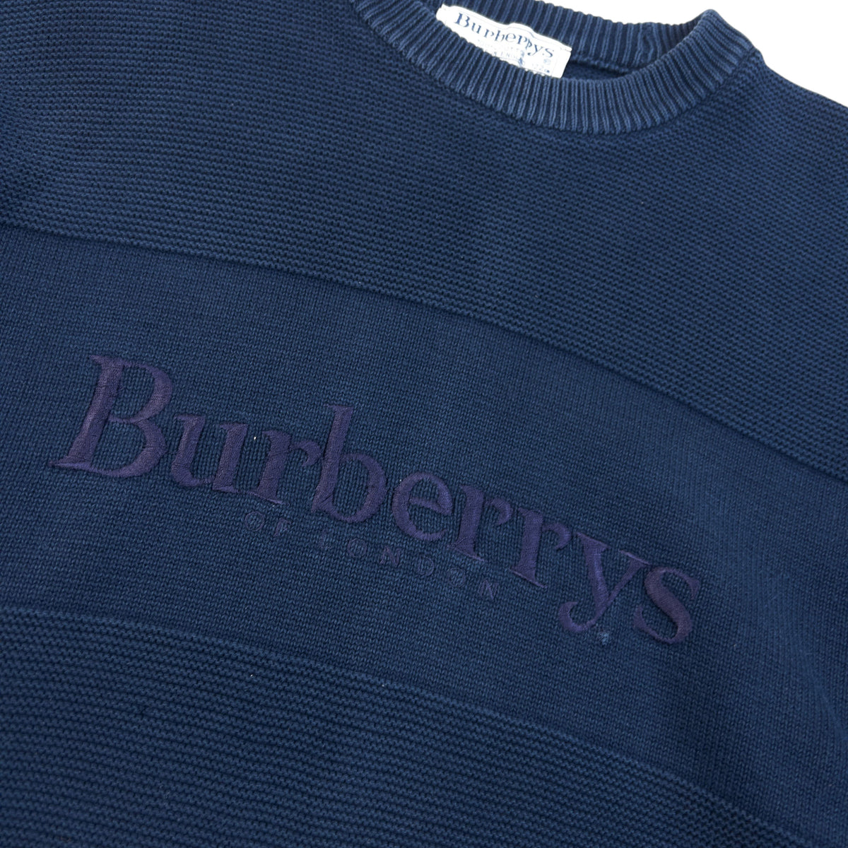 Vintage 90s Burberry Embroidered Knit Jumper Size L