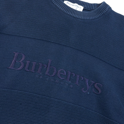 Vintage 90s Burberry Embroidered Knit Jumper Size L