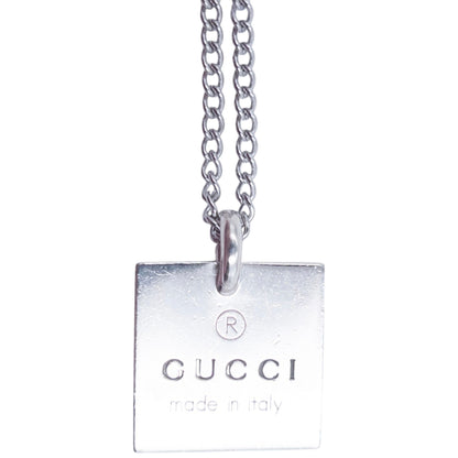 Vintage 90s Gucci Silver Square Pendant Necklace