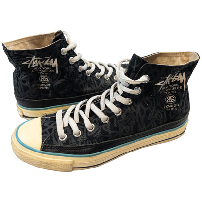 Vintage Stussy World Tour High Top Trainers Size UK 9