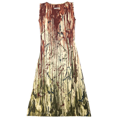 Vintage 1998 Jean Paul Gaultier Jean's Blood Drip Print Maxi Dress Womens Size L